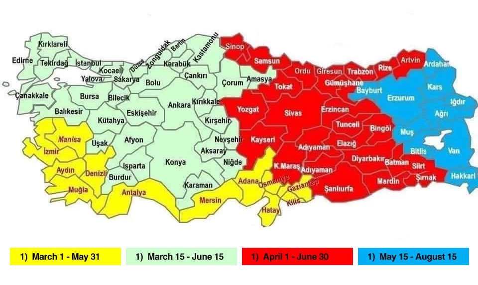 fishing seasonal bans in Türkiye